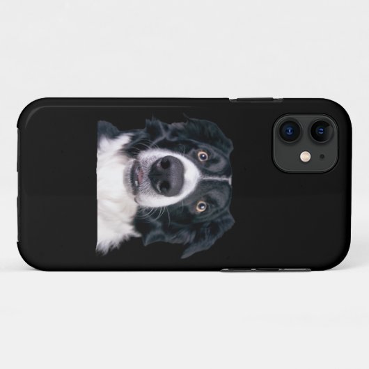 Coques Case-Mate iPhone Visage de chien noir et blanc (Dos (Horizontal))