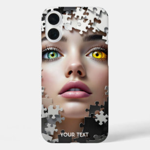 Coques iPhone 16 Plus Visage de fille de puzzle fantaisie mignon