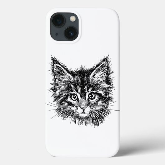 Coques Case-Mate iPhone Visage de Kitten noir et blanc (Verso)