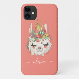 Case-Mate iPhone Case Visage de lama mignon personnalisé avec fleurs et