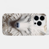 Coques Case-Mate iPhone Visage de loup blanc 3D (Verso (horizontal))