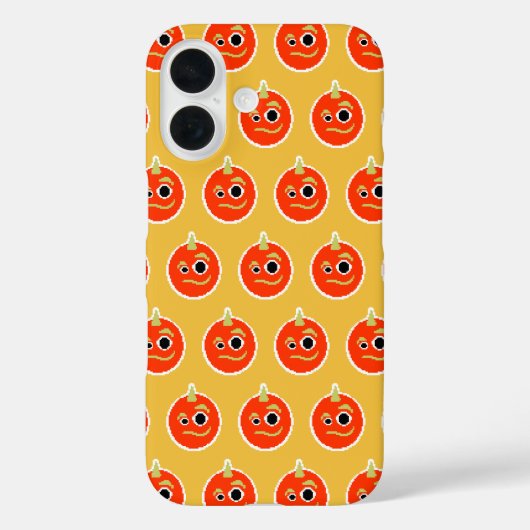 Coques Case-Mate iPhone Visage de monstre orange mignon en pixels  (Verso)