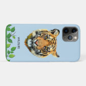 Coques Case-Mate iPhone Visage de Tigre Sauvage sur Fond Bleu Clair (Dos (Horizontal))