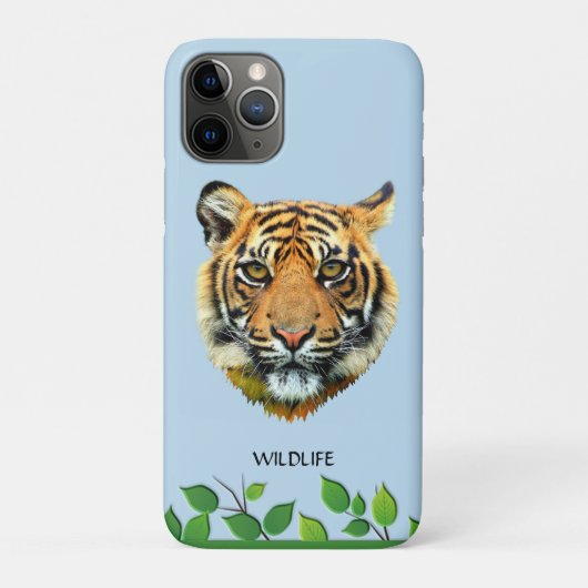 Coques Case-Mate iPhone Visage de Tigre Sauvage sur Fond Bleu Clair (Dos)