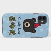 Coques Case-Mate iPhone Visage d'ours mignon et amical, ajoutez votre nom (Dos (Horizontal))
