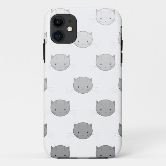 Coques Case-Mate iPhone Visages de chat mignon en noir blanc gris (Dos)