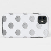 Coques Case-Mate iPhone Visages de chat mignon en noir blanc gris (Dos (Horizontal))
