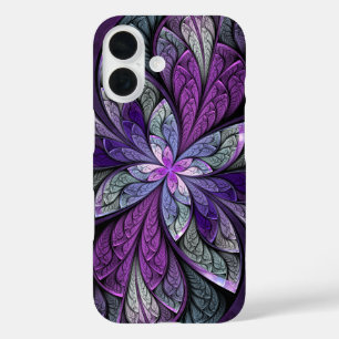 Coques iPhone 16 Vitrail Abstrait violet