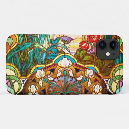 Coques Case-Mate iPhone Vitrail Art nouveau fleuri (Dos (Horizontal))