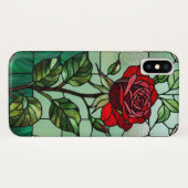 Coques Case-Mate iPhone Vitrail de rose rouge (Dos (Horizontal))