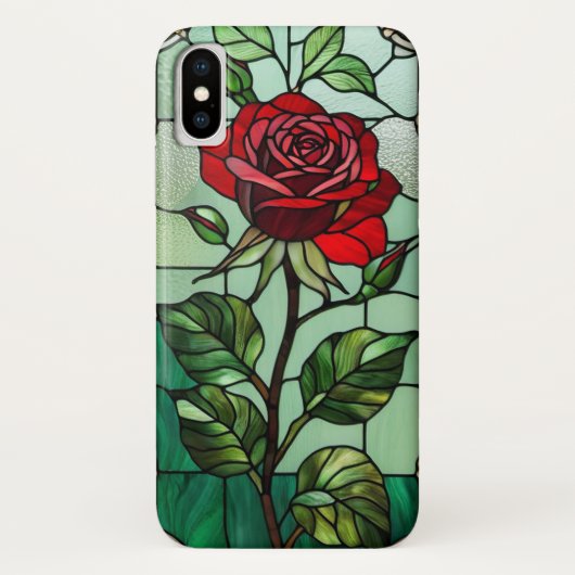 Coques Case-Mate iPhone Vitrail de rose rouge (Dos)