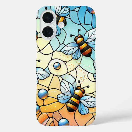 Coques Case-Mate iPhone Vitrail fantaisiste d'abeilles  (Verso)