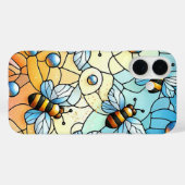 Coques Case-Mate iPhone Vitrail fantaisiste d'abeilles  (Verso (horizontal))