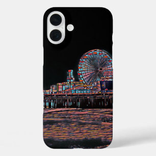 Coques iPhone 16 Plus Vitrail noir Père Noël Monica Pier