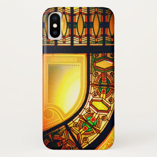 Coques Case-Mate iPhone Vitrail victorien jaune noir élégant (Dos)