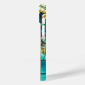 Coques Case-Mate iPhone Vitrail victorien look floral bleu rose (Verso / Gauche)