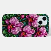 Coques Case-Mate iPhone Vitraux aux orchidées roses (Verso (horizontal))