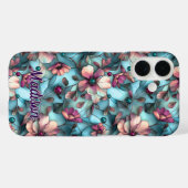 Coques Case-Mate iPhone Vitre vitrail floral bleu violet (Verso (horizontal))