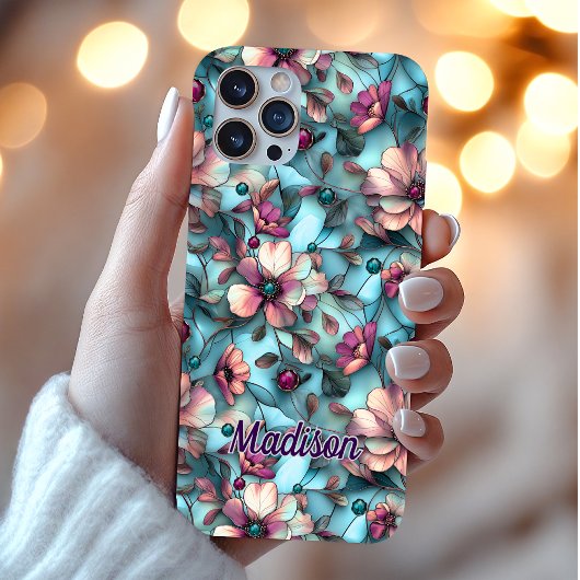 Coques Case-Mate iPhone Vitre vitrail floral bleu violet