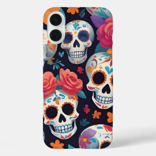 Coques iPhone 16 Plus Vivant crâne de sucre Jour de l'art mort