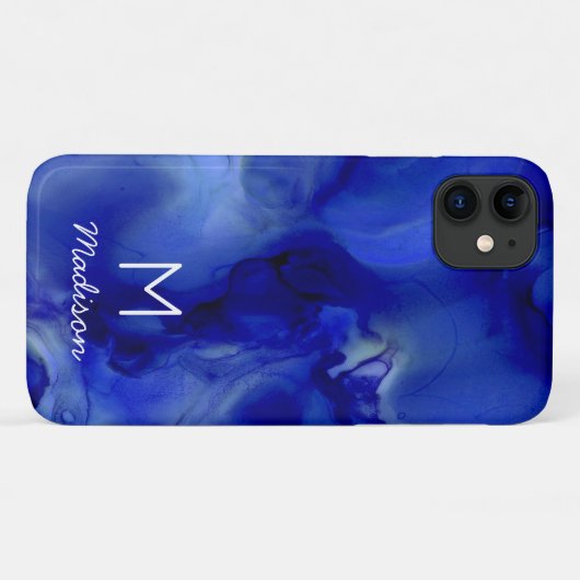 Coques Case-Mate iPhone Vivid Blue Marbled Alcool Encre Texogramme (Dos (Horizontal))