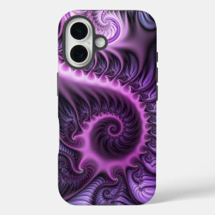 Coques iPhone 16 Vivid Cool Abstrait rose violet Fractal Art Spiral