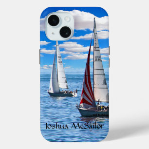 Coque Pour iPhone 15 Voile - Deux voiliers sur l'eau Personnalisez