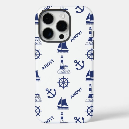 Coques Case-Mate iPhone Voile Motif illustratif Marine Bleu+Blanc (Verso)