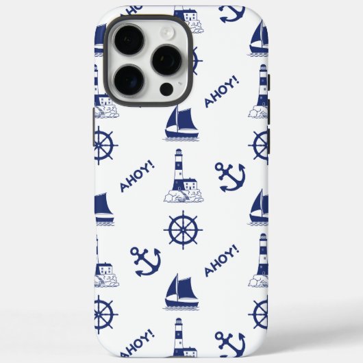 Coques Case-Mate iPhone Voile Motif illustratif Marine Bleu+Blanc (Verso)