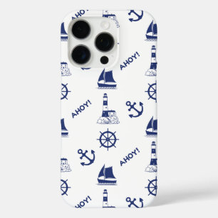 Coques iPhone 16 Pro Voile Motif illustratif Marine Bleu+Blanc