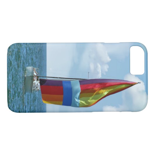 Coques Case-Mate iPhone voilier avec spinaker arc-en-ciel (Dos (Horizontal))