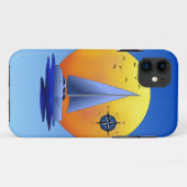 Coques Case-Mate iPhone Voilier de catamaran et rose de boussole (Dos (Horizontal))
