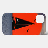 Coques Case-Mate iPhone Voilier Monogrammé avec Nom sur le Bateau (Verso (horizontal))