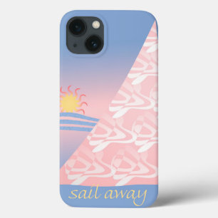 iPhone 13 Coque Voilier rose et bleu