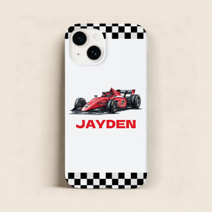 Coque Pour iPhone 14 Voiture de course personnalisée pour garçons