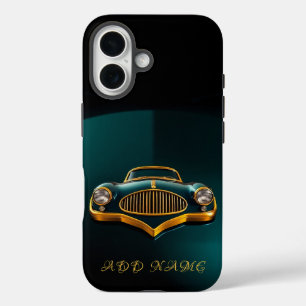 Coques iPhone 16 Voiture de luxe vintage avant Golden Trim Art
