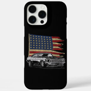 Coques iPhone 16 Pro Max Voiture de sport muscle américaine Drapeau Muscle