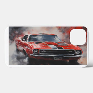 Case-Mate iPhone Case Voiture vintage rouge à rayures argentées