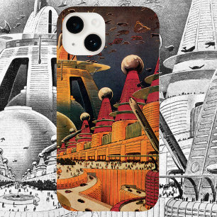 Coque Pour iPhone 14 Plus Voiture volant vintage de science fiction futurist