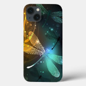 Coques Case-Mate iPhone Vol de libellule verte lumineuse (Verso)