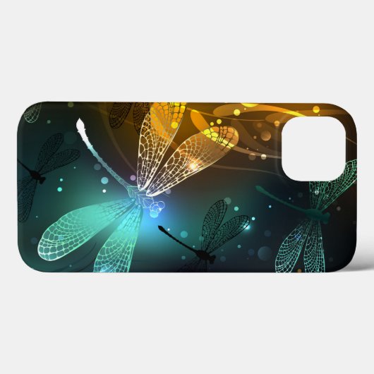 Coques Case-Mate iPhone Vol de libellule verte lumineuse (Verso (horizontal))