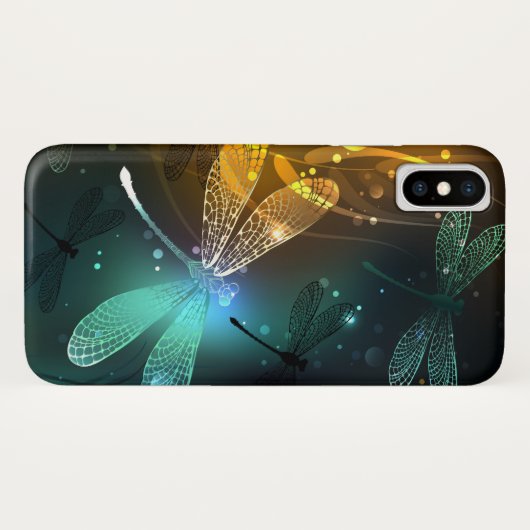 Coques Case-Mate iPhone Vol de libellule verte lumineuse (Dos (Horizontal))