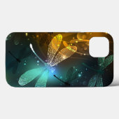 Coques Case-Mate iPhone Vol de libellule verte lumineuse (Verso (horizontal))