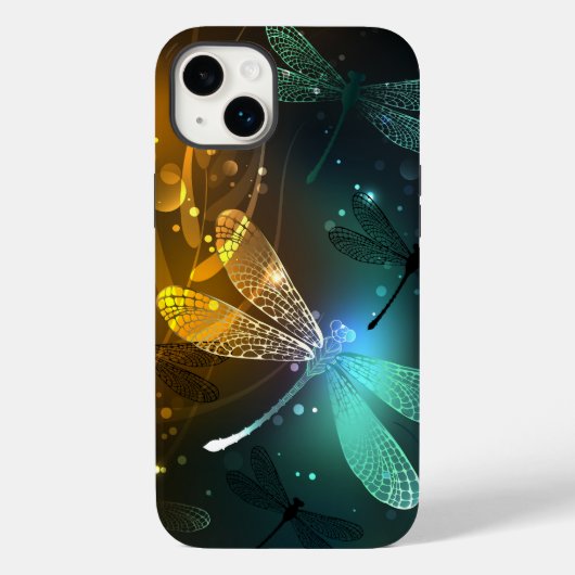Coques Case-Mate iPhone Vol de libellule verte lumineuse (Verso)