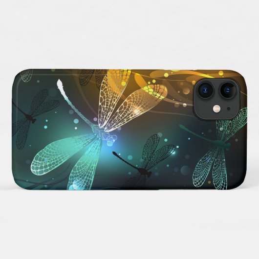 Coques Case-Mate iPhone Vol de libellule verte lumineuse (Dos (Horizontal))