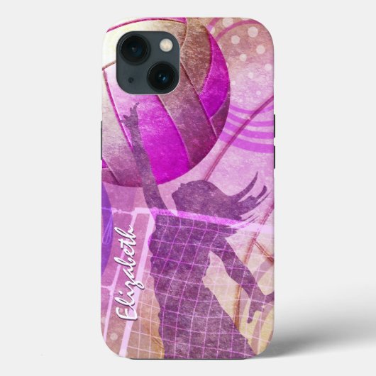 Coques Case-Mate iPhone Volley-ball féminin rose et violet (Verso)