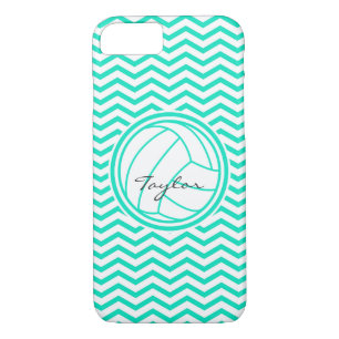 Coques Pour iPhone Volley-ball personnalisé; Aqua Green Chevron