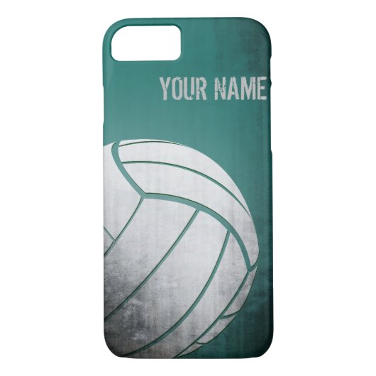 Coques Case-Mate iPhone Volleyball avec la nuance grunge de vert d'effet (Dos)
