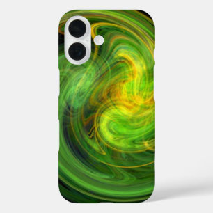 Coques iPhone 16 VORTEX LÉGER / Abstrait vert jaune