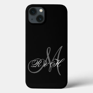 COQUES POUR iPhone VOS INITIALES MONOGRAMMES   SIMPLE BLACK GRAY